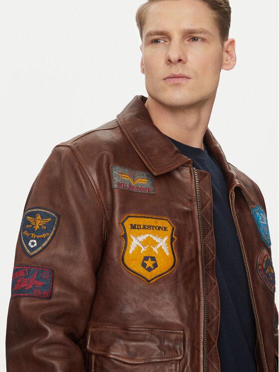 Milestone Milestone Lederjacke Martinez 511007 21225 Braun Regular Fit