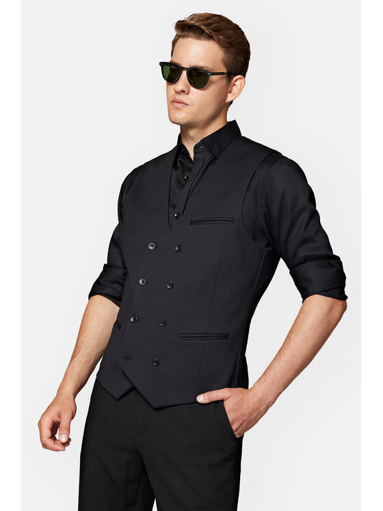 Lancerto Lancerto Kamizelka Hawick KA131223000004 Czarny Slim Fit