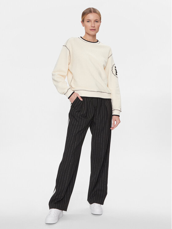 Tommy Hilfiger Tommy Hilfiger Kalhoty z materiálu Relaxed Straight Pinstripe Pant WW0WW40513 Černá Straight Fit