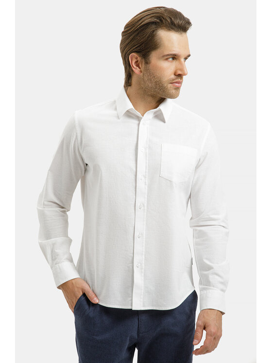 Cross Jeans Cross Jeans Koszula 35660-008 Biały Regular Fit