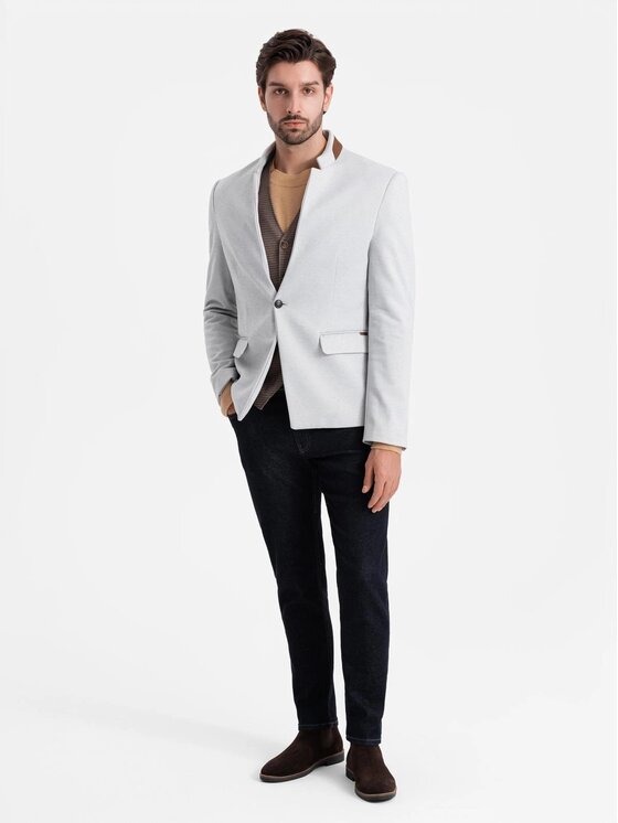 Ombre Ombre Marynarka OM-BLZB-0131 Szary Regular Fit