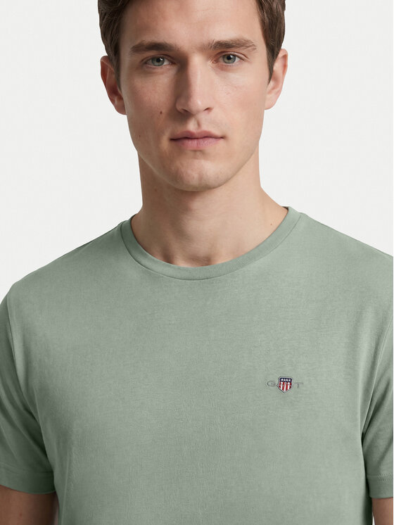 Gant Gant Тишърт Shield 2003184 Светлосив Regular Fit