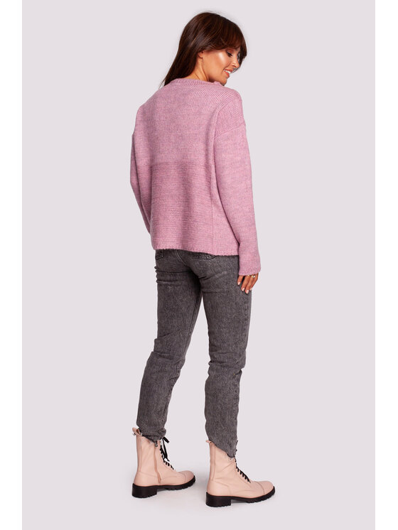 BeWear BeWear Sweter BK091 Różowy Modern Fit