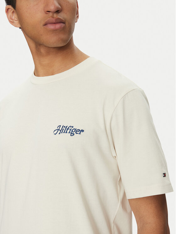 Tommy Hilfiger Tommy Hilfiger T-Shirt Summer Photo MW0MW38643 Beżowy Regular Fit