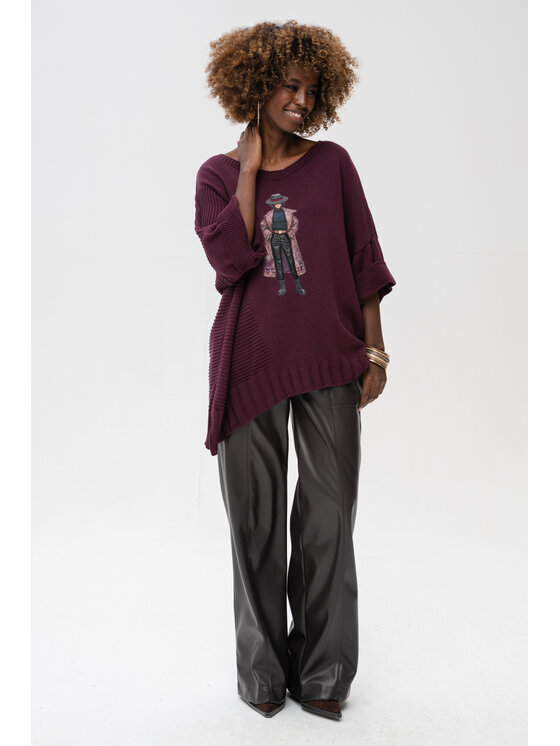 blue shadow blue shadow Sweter Nell Fioletowy Regular Fit