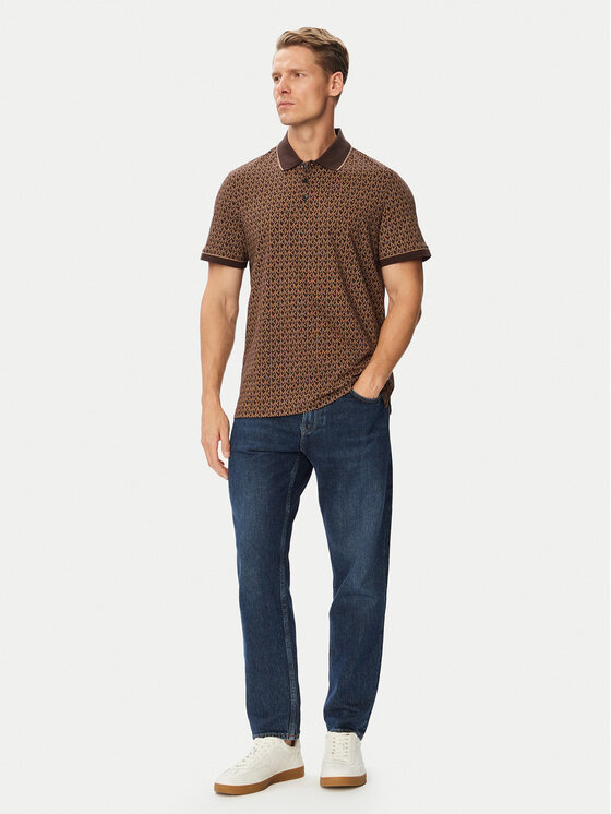 MICHAEL Michael Kors MICHAEL Michael Kors Тениска с яка и копчета CS650V848T Тъмнокафяв Regular Fit