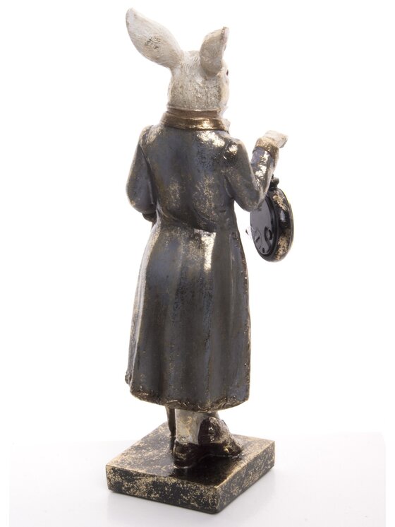 MIAhome MIAhome Figurka królik 34x12x9 cm ELEGANT IV w błyszczącym fraku i z zegarkiem Kolorowy