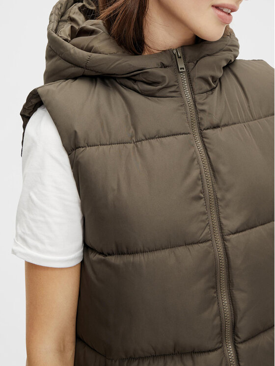 Pieces Pieces Bezrękawnik 17117414 Khaki Regular Fit