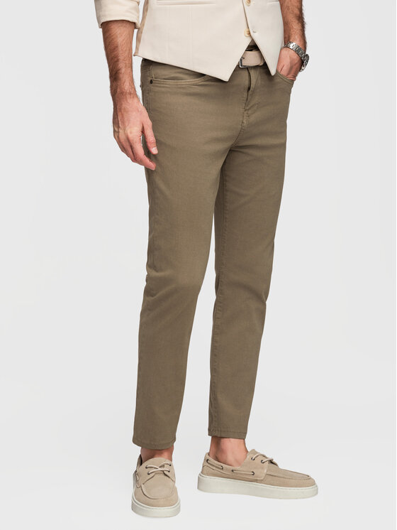 Ombre Ombre Chinosy P1523 Zielony Slim Fit