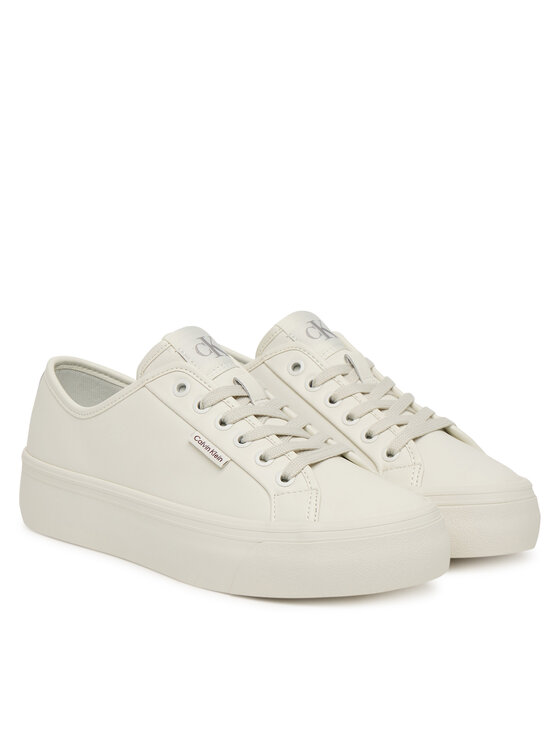 Calvin Klein Calvin Klein Laisvalaikio batai Vulc Flatf Lace Up Lth YW0YW01932 Balta