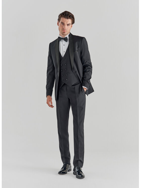 Pako Lorente Pako Lorente Spodnie garniturowe P000B-6S-001 Czarny Slim Fit