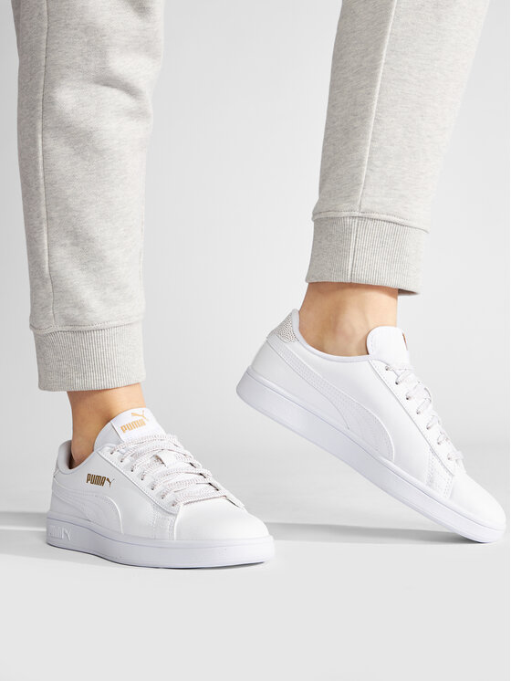 Puma Puma Sneakersy Smash v2 Metallics Jr 386197 01 Biały