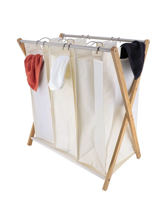 MIAhome MIAhome Kosz łazienkowy na pranie 3 komorowy 76,x68x40 cm TRIPLA Biały