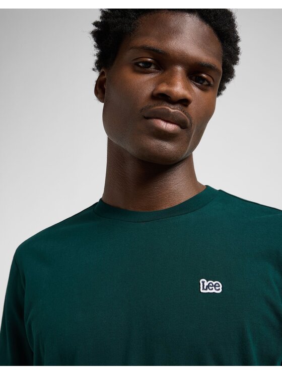 Lee Lee T-Shirt LS PATCH LOGO TEE Zielony Regular Fit