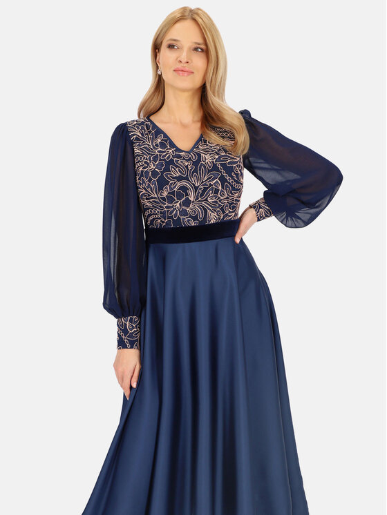 Potis & Verso Potis & Verso Sukienka wieczorowa Leonarda Granatowy Regular Fit