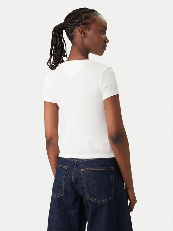 Tommy Jeans Tommy Jeans T-särk Wavy Flag DW0DW22272 Valge Slim Fit