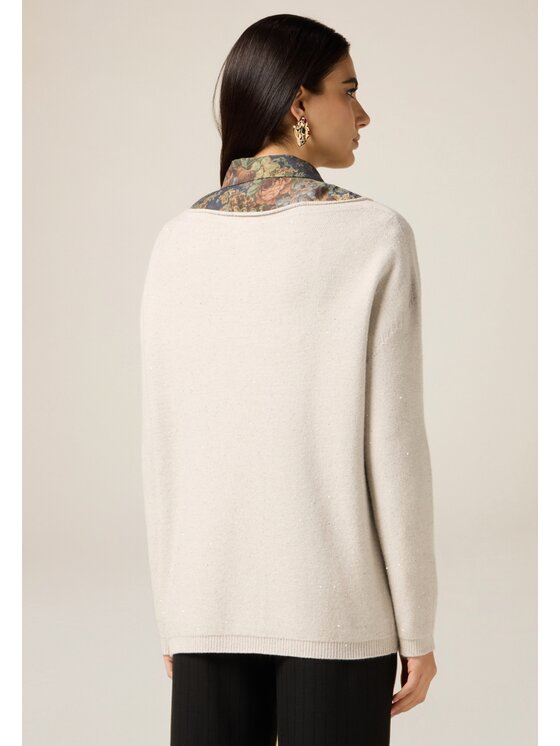 Oltre Oltre Sweter M128E002128N002 Kremowy Regular Fit