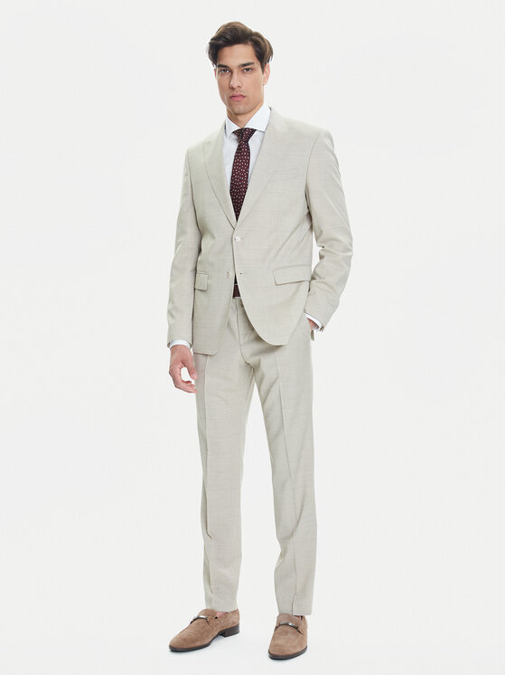BOSS Męski Garnitur, rozmiar 52, Beżowy, H-Huge 50546099