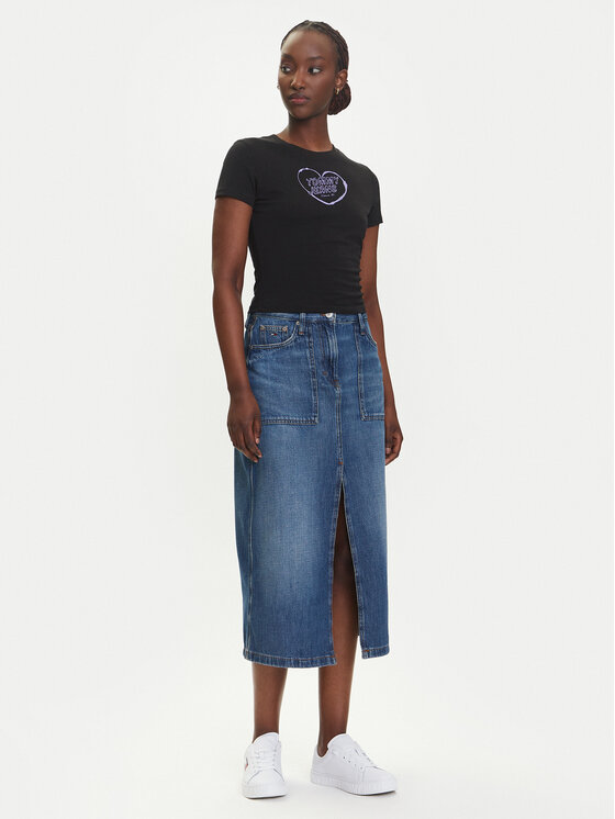 Tommy Jeans Tommy Jeans Džínová sukně Claire DW0DW21070 Tmavomodrá Regular Fit