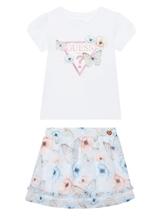 Guess Set tricou și fustă K6RG07 K6YW0 Alb Regular Fit