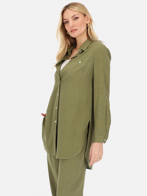 Potis & Verso Potis & Verso Koszula Pascal Khaki Regular Fit