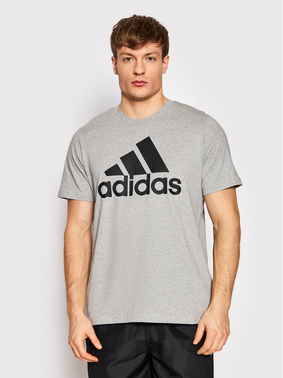 adidas T-Shirt Essential Big Logo GK9123 Grau Regular Fit • Modivo.de