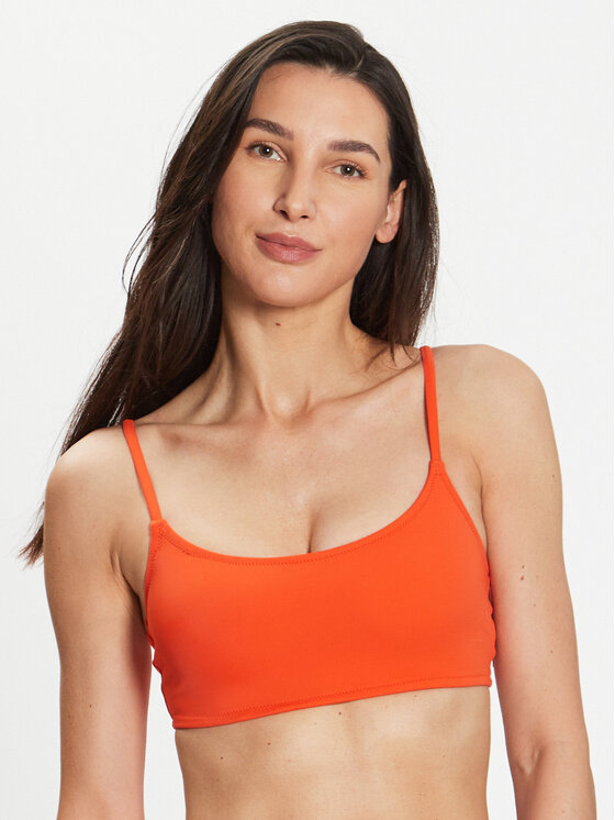 Vero Moda one shoulder colourblock swimsuit in pink and red