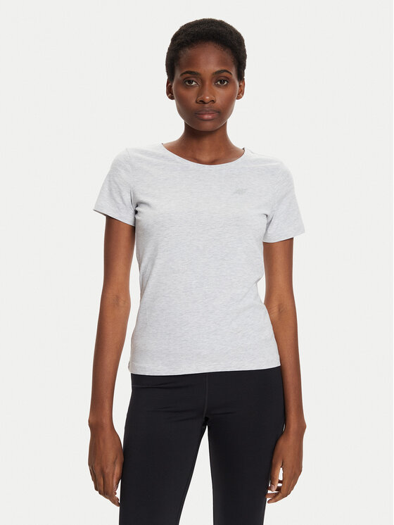 4F Tričko 4FWMM00TTSHF1845 Sivá Slim Fit