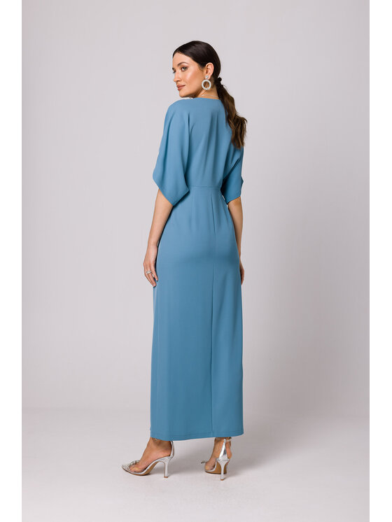 Makover Makover Sukienka codzienna K163 Niebieski Modern Fit