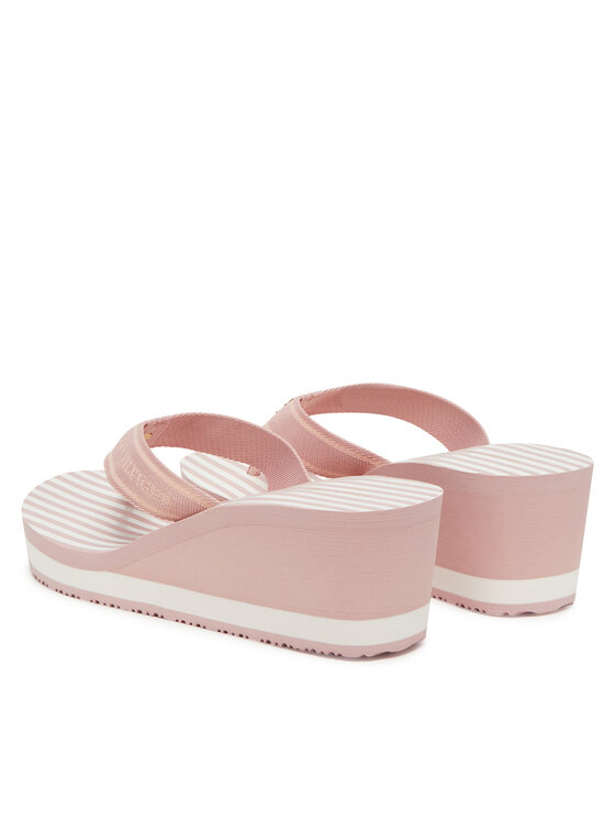 Tommy Hilfiger Tommy Hilfiger Japonki Th Stripes Wedge Beach Sandal FW0FW08521 Różowy