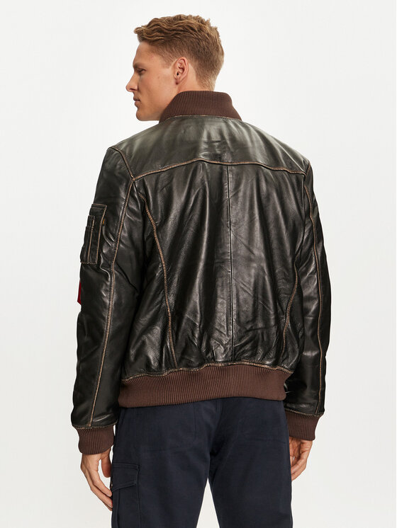 Alpha Industries Alpha Industries Kožená bunda 193129 Hnedá Regular Fit
