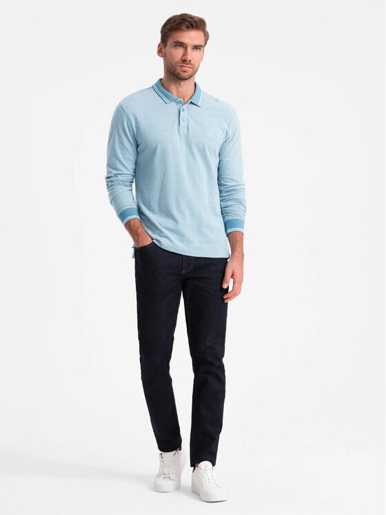 Ombre Ombre Longsleeve OM-POLS-0129 Niebieski Regular Fit