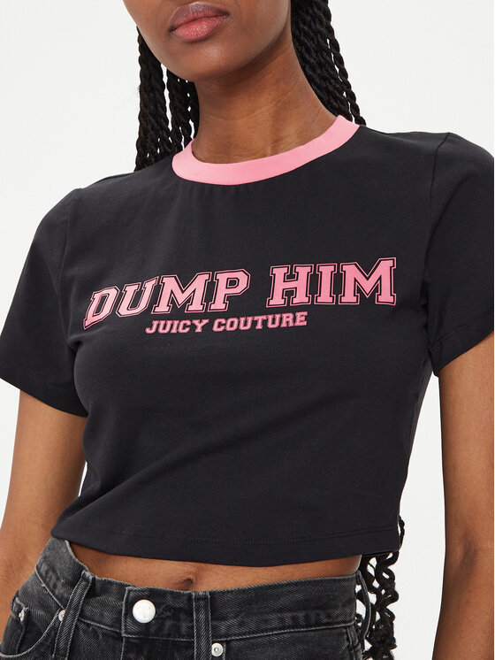 Juicy Couture Juicy Couture Футболка Dump Him JCWCT23314 Чорний Slim Fit