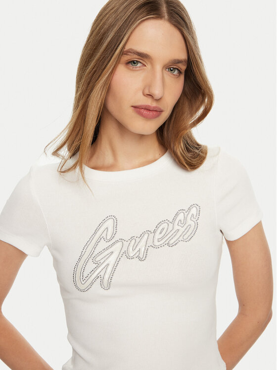 Guess Guess T-Shirt W5RI68 KA0H1 Biały Regular Fit