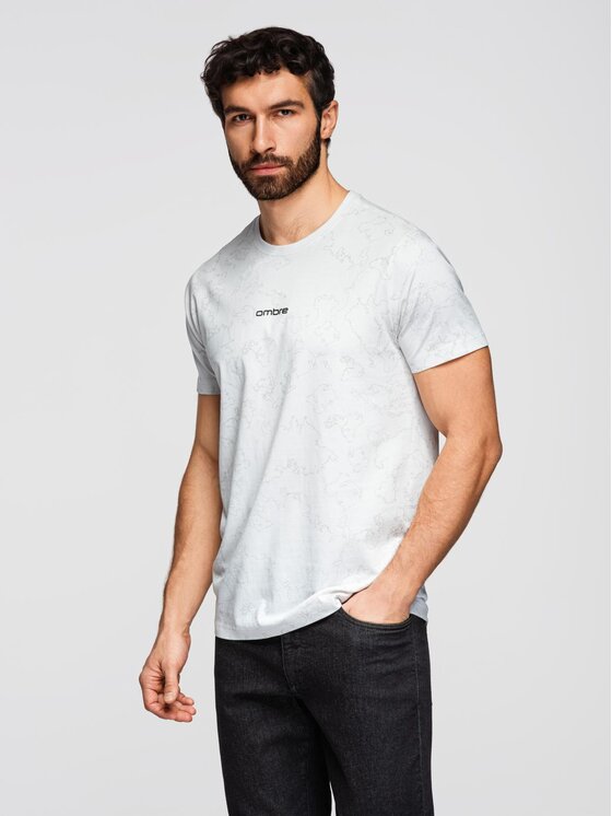 Ombre Ombre T-Shirt OM-TSFP-0263 Biały Regular Fit