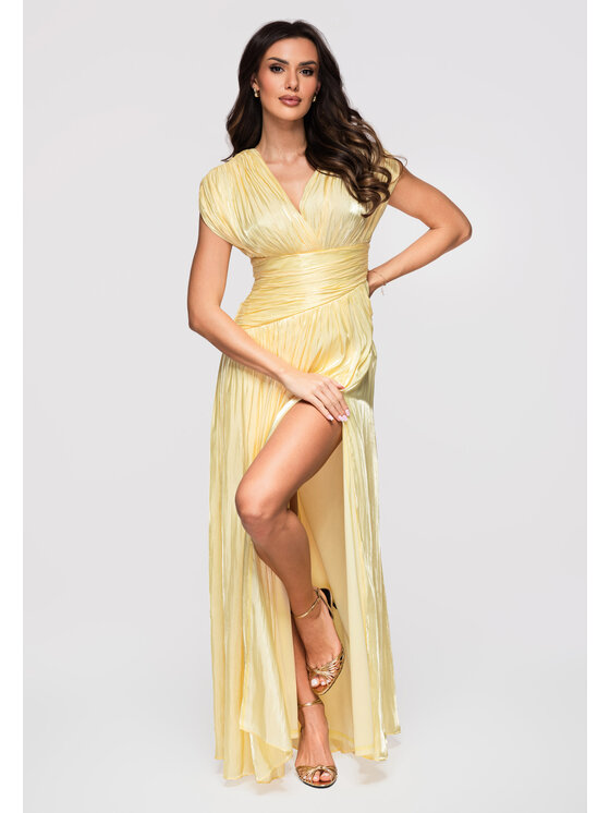Ombre Ombre Sukienka wieczorowa LA-OM-DLR363 Żółty Regular Fit