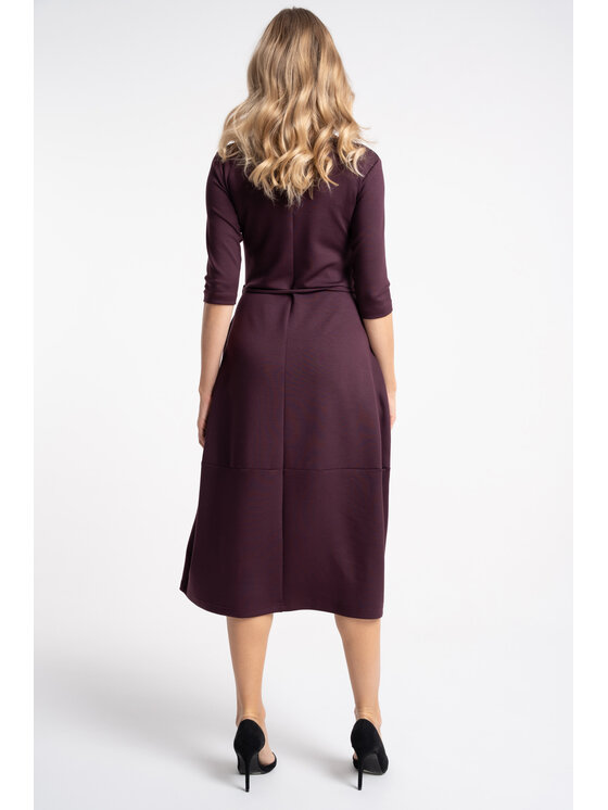 CLICK CLICK Sukienka dzianinowa 60-6028 Fioletowy Regular Fit