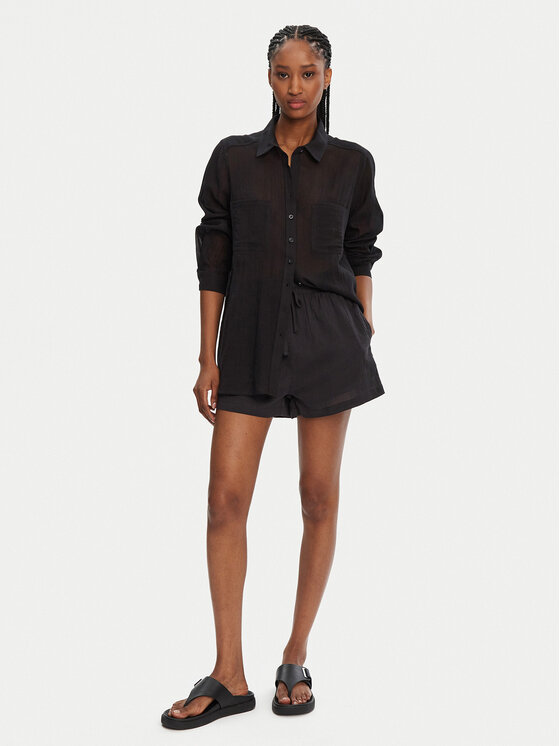Seafolly Seafolly Koszula Breeze 54795-TO Czarny Regular Fit