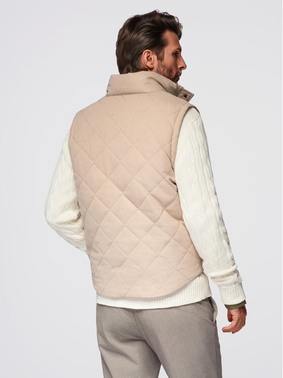 Ombre Ombre Kamizelka OM-JAVJ-0277 Beżowy Regular Fit