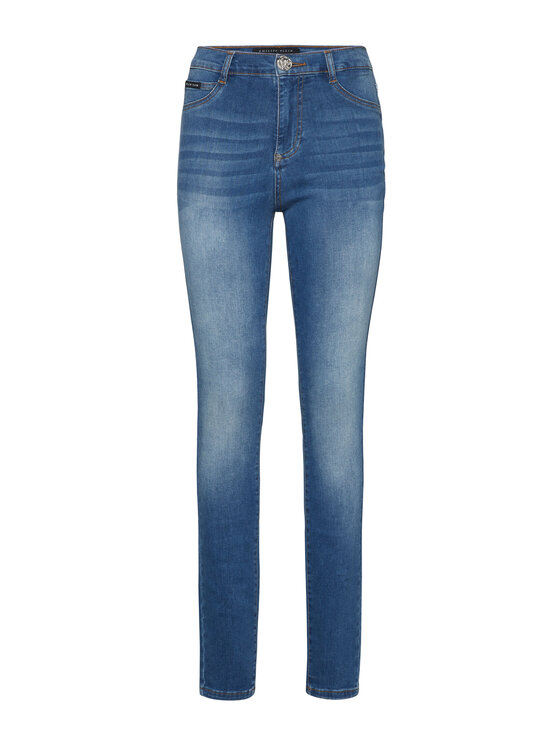PHILIPP PLEIN PHILIPP PLEIN Jegginsy 313 Niebieski Jegging Fit
