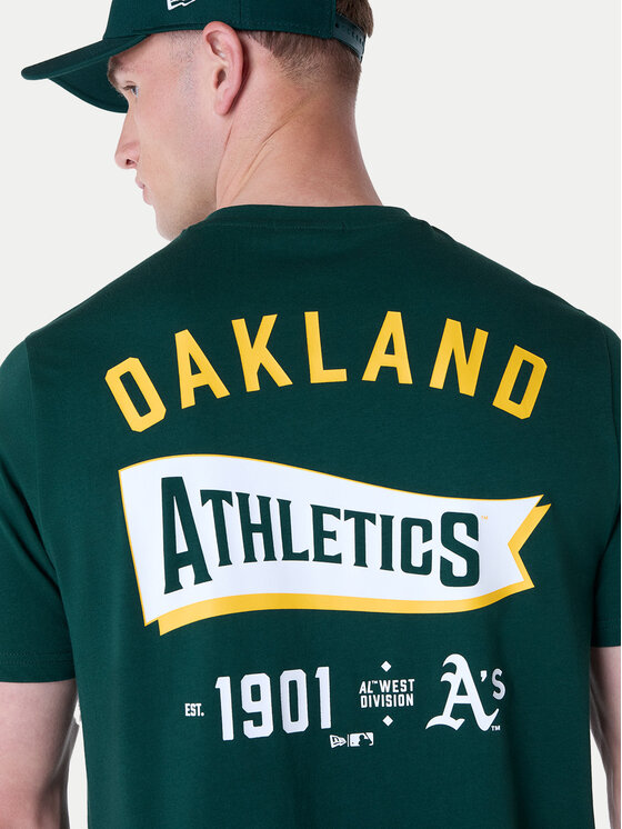 New Era New Era Tricou Oakland Athletics MLB Pennant Graphic 60596214 Verde Regular Fit