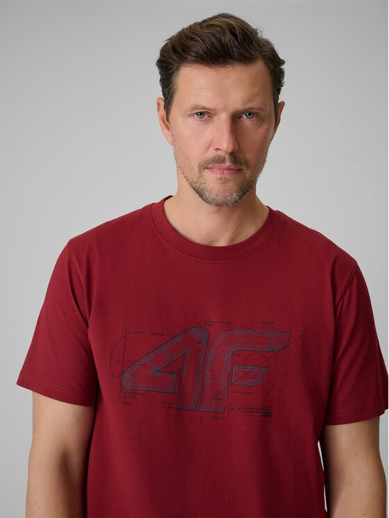 4F 4F T-Shirt COMMERCIAL 12 Czerwony ciemny Regular Fit