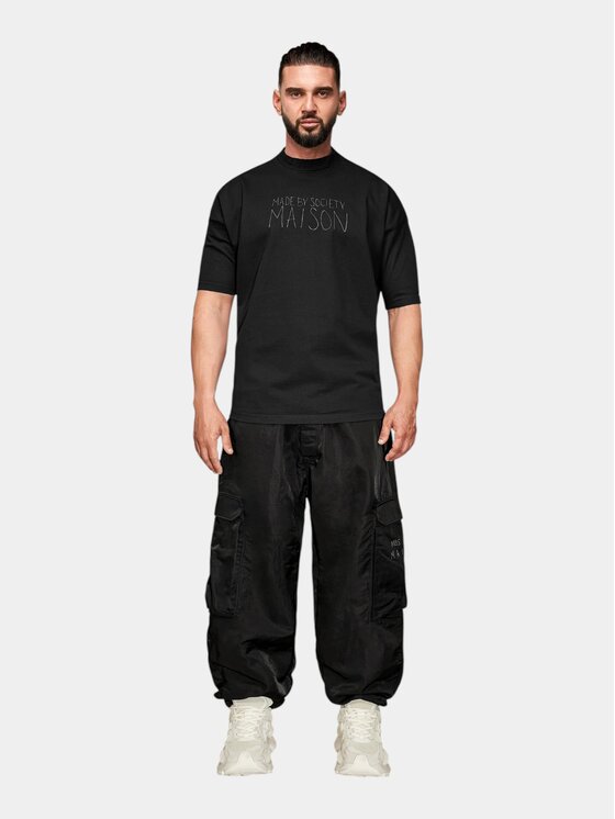 MADE BY SOCIETY MADE BY SOCIETY Spodnie materiałowe LOW - P17746 Czarny Basic Fit