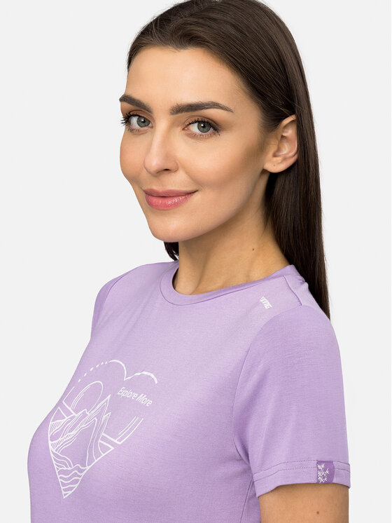 Viking Viking T-Shirt Lenta Bamboo Light Lady Fioletowy Regular Fit