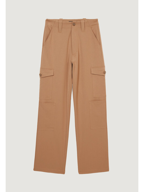 Desigual Desigual Spodnie damskie PANT_VOLGA Beżowy Regular Fit