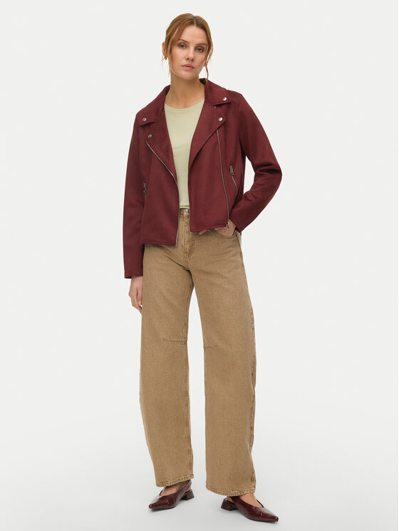 Vero Moda Vero Moda Kurtka z imitacji skóry Jose 10300938 Bordowy Regular Fit