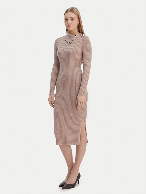 Guess Guess Džemper haljina W6RK01 Z2YJ2 Bež Regular Fit