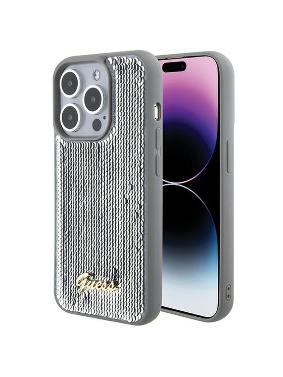 Guess Guess Etui na telefon iPhone 15 Pro Srebrny