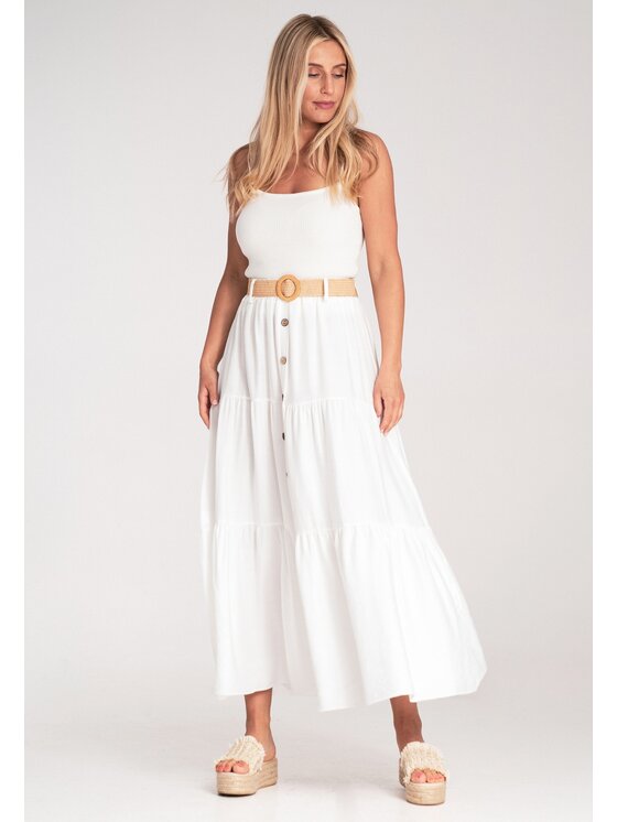 FIGL FIGL Maxi sukňa M1222 Biela Straight Fit