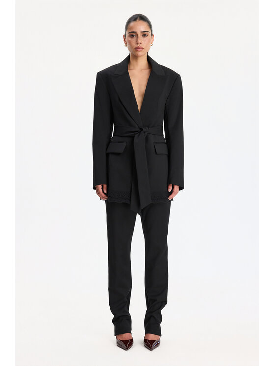 BENU BENU Marynarka z paskiem Czarny Slim Fit
